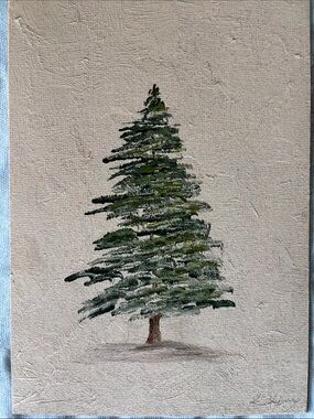 Evergreen Pine Tree Art Print in Green and Brown